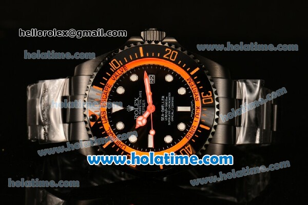 Rolex Sea-Dweller Deepsea Asia 2813 Automatic PVD Case/Strap with Black Dial and Orange Diver Index - Click Image to Close